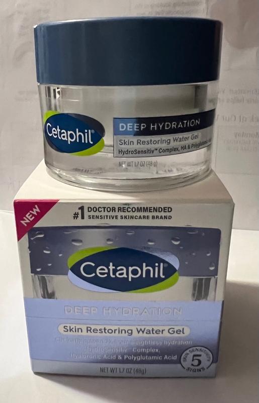 Cetaphil Deep Hydration Skin Restoring Water Gel | Hyaluronic & Polyglutamic Acid | 72-Hour Hydration | Sensitive Skin | 1.7 oz