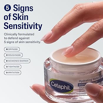 Cetaphil Deep Hydration Skin Restoring Water Gel | Hyaluronic & Polyglutamic Acid | 72-Hour Hydration | Sensitive Skin | 1.7 oz
