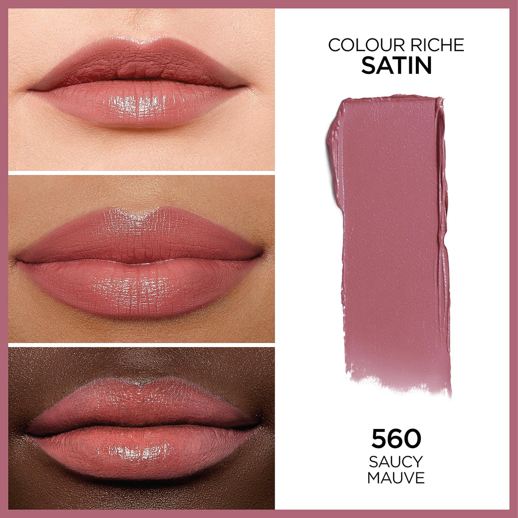L'Oreal Paris Colour Riche Satin Lipstick — Blushing Berry | Argan Oil & Vitamin E | Creamy Hydrating Formula