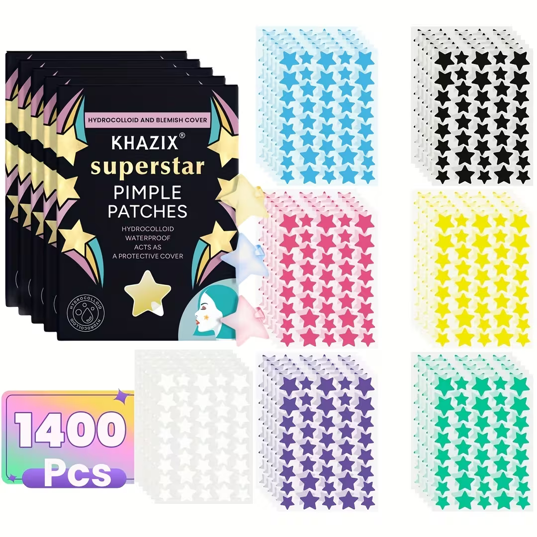 Facial Star Cleansing Patch 1400pcs | Hydrocolloid Acne Patches | Cute Star Shape | Non-Greasy Overnight Blemish Dots