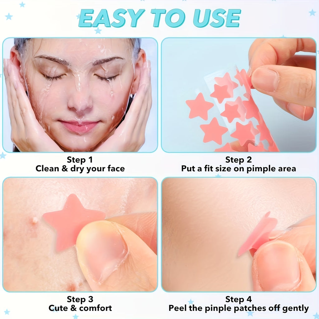 Facial Star Cleansing Patch 1400pcs | Hydrocolloid Acne Patches | Cute Star Shape | Non-Greasy Overnight Blemish Dots