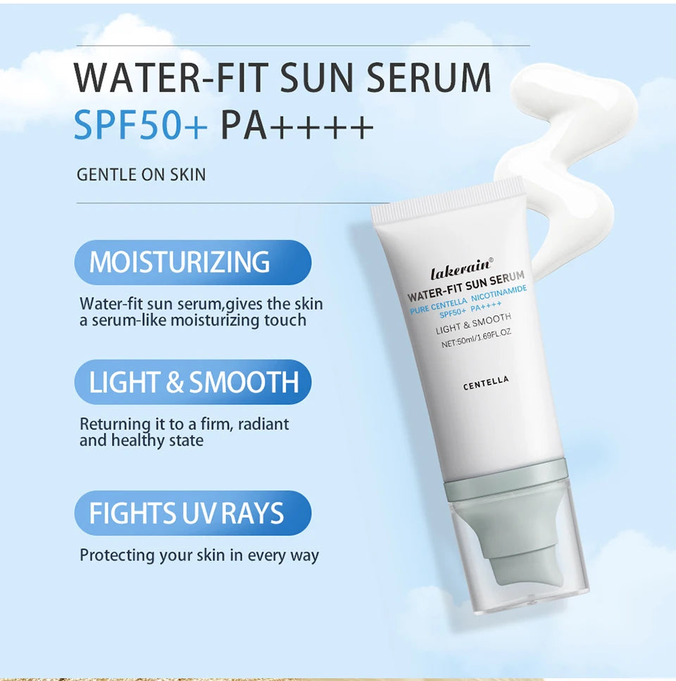 Lakerain Centella Water-Fit Sun Serum SPF50+ | Hyaluronic Acid Moisturising Sunscreen | Lightweight Korean Skincare | 50ml