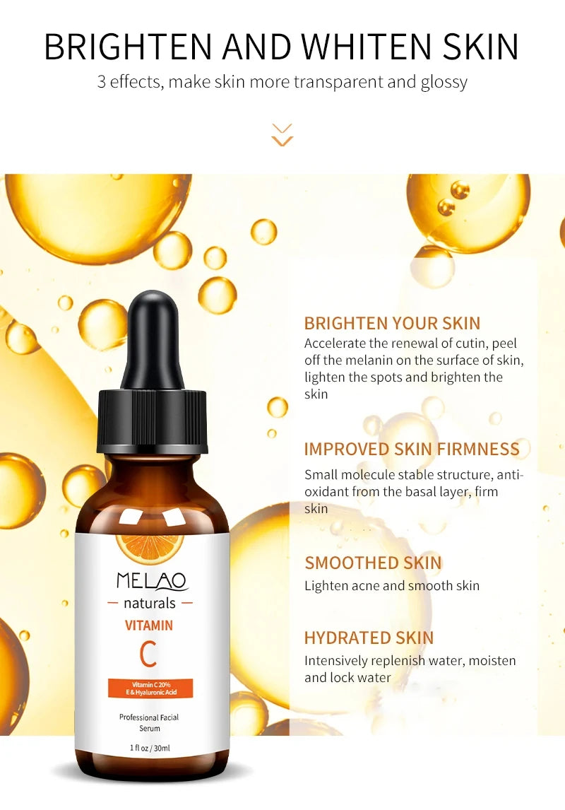 Vitamin C + Hyaluronic Acid Brightening Face Serum | Fade Dark Spots & Glow