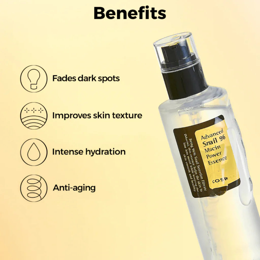 Korean Snail Mucin 96% Essence Serum | Glass Skin Hydration & Anti-Aging