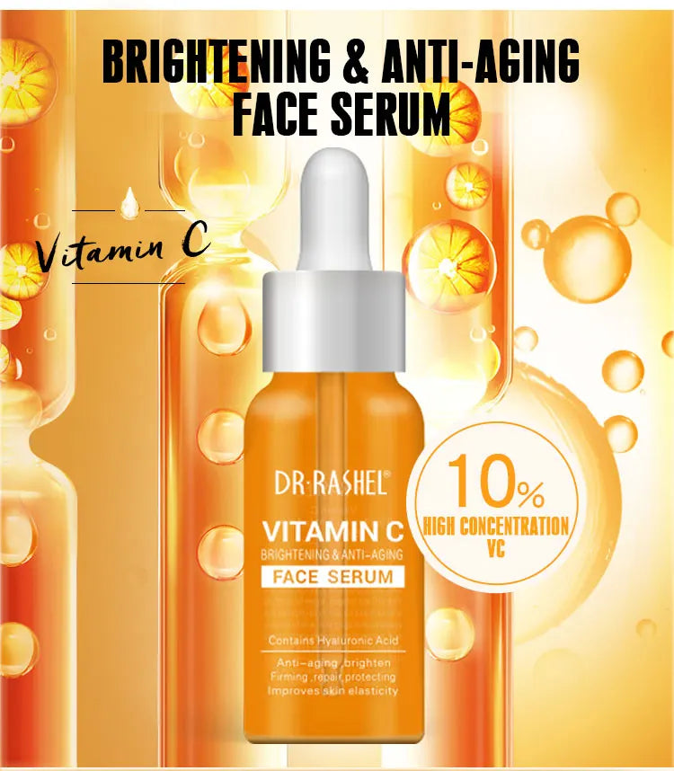 DR RASHEL Vitamin C + Hyaluronic Acid Brightening Serum | Anti-Aging Whitening Moisturising | 50ml
