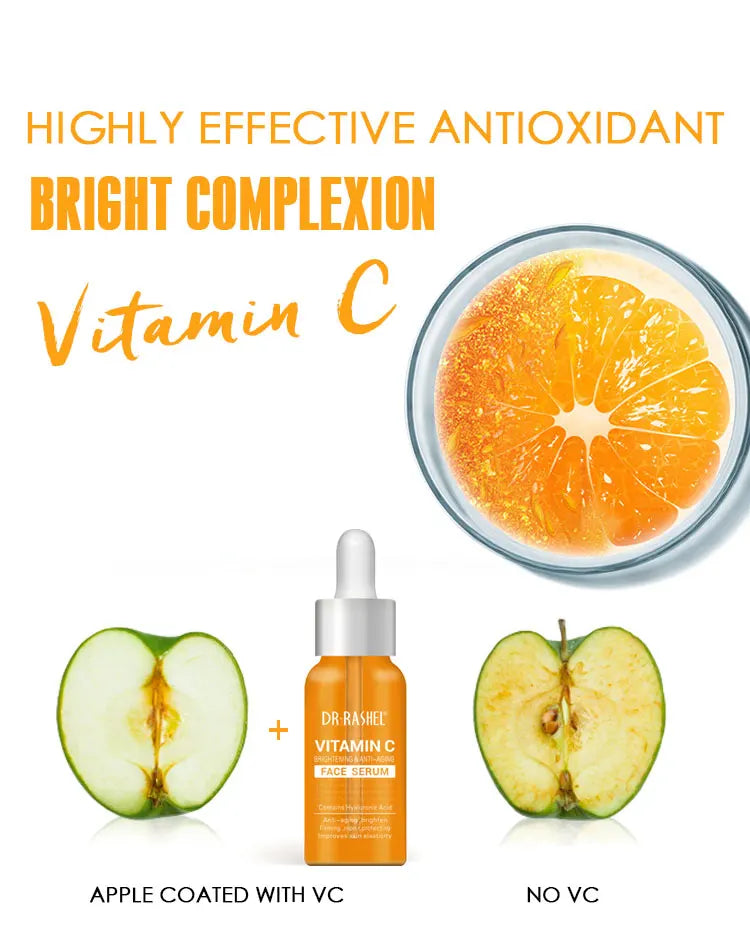 DR RASHEL Vitamin C + Hyaluronic Acid Brightening Serum | Anti-Aging Whitening Moisturising | 50ml