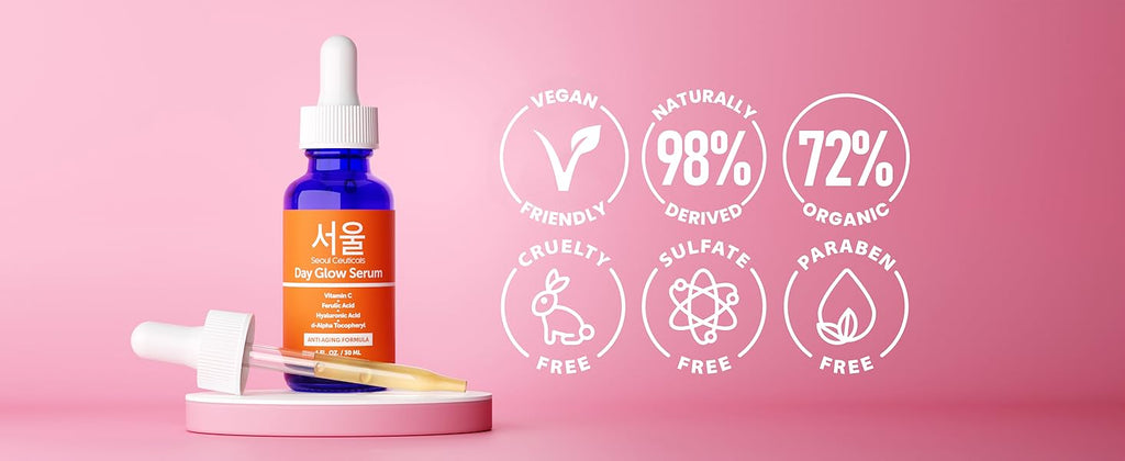 SeoulCeuticals Korean Vitamin C Serum 20% + CE Ferulic Acid + Hyaluronic Acid | Anti-Aging Brightening | 1oz