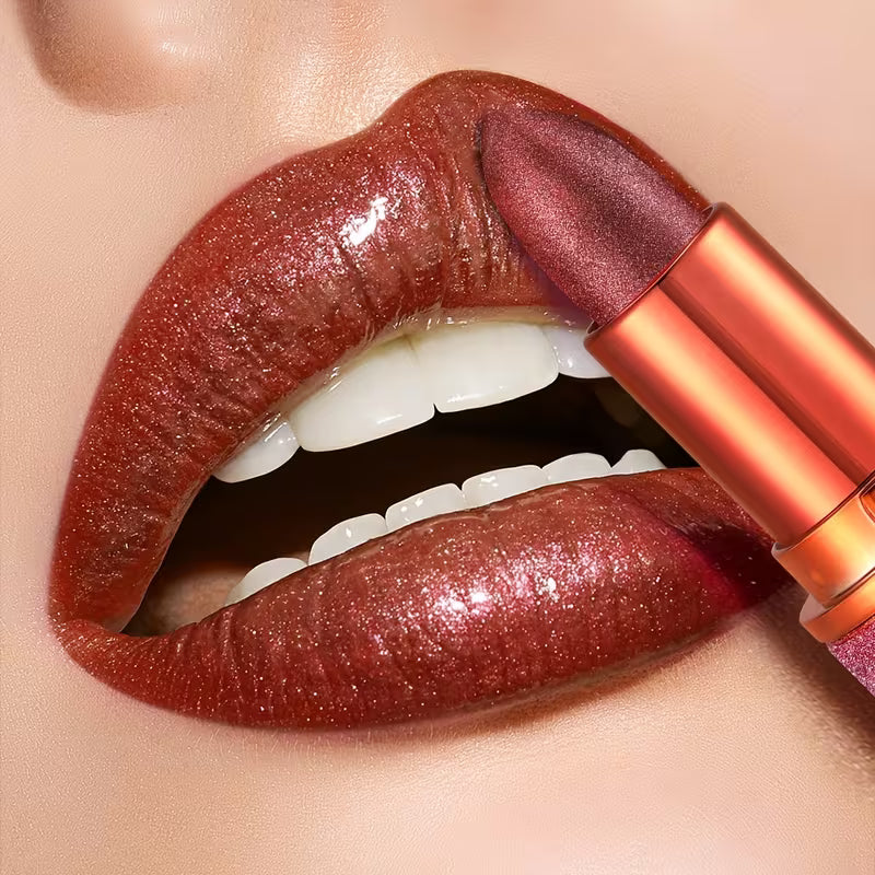 Rose Smoke Shimmer Lipstick — Glossy Velvet Finish | Waterproof & Long-Lasting