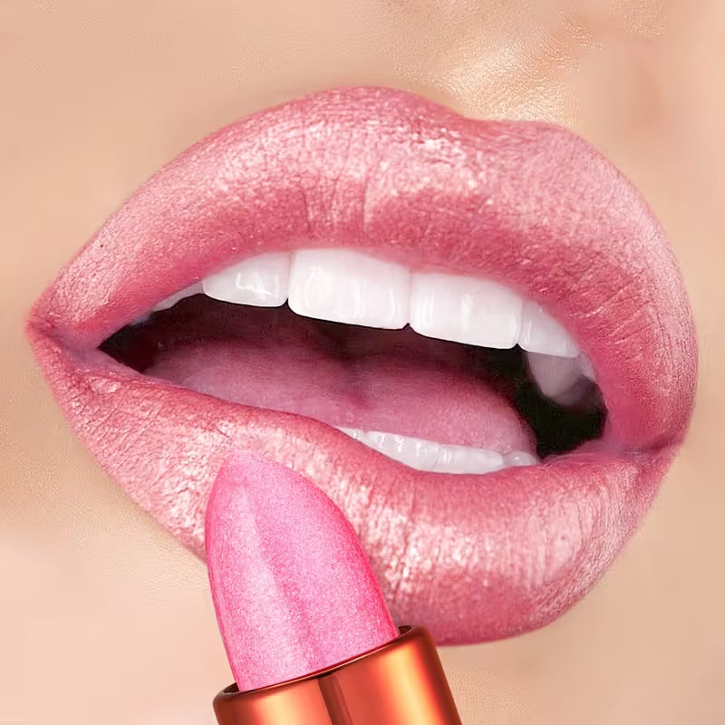 Rose Smoke Shimmer Lipstick — Glossy Velvet Finish | Waterproof & Long-Lasting