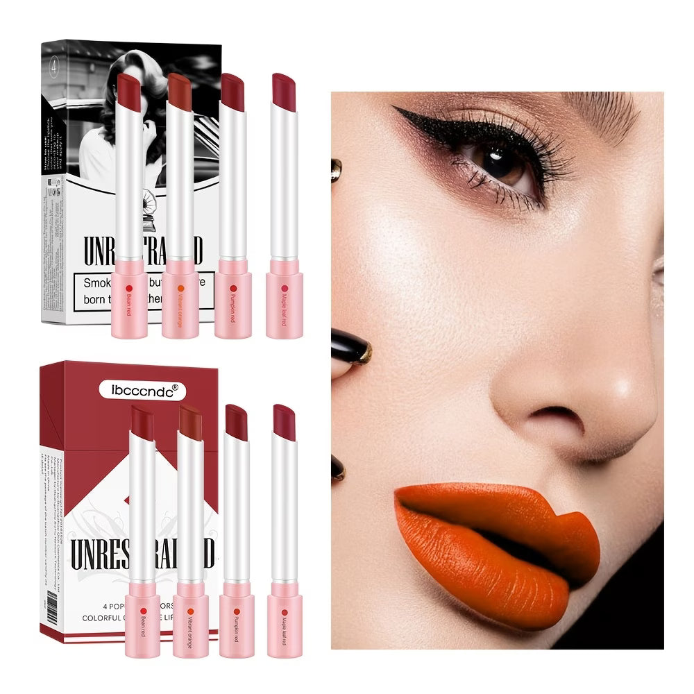 Lakerain Matte Lipstick Set 8pcs — 2 Boxes of 4 | High Velvet Matte Finish | Valentine's & Birthday Gift
