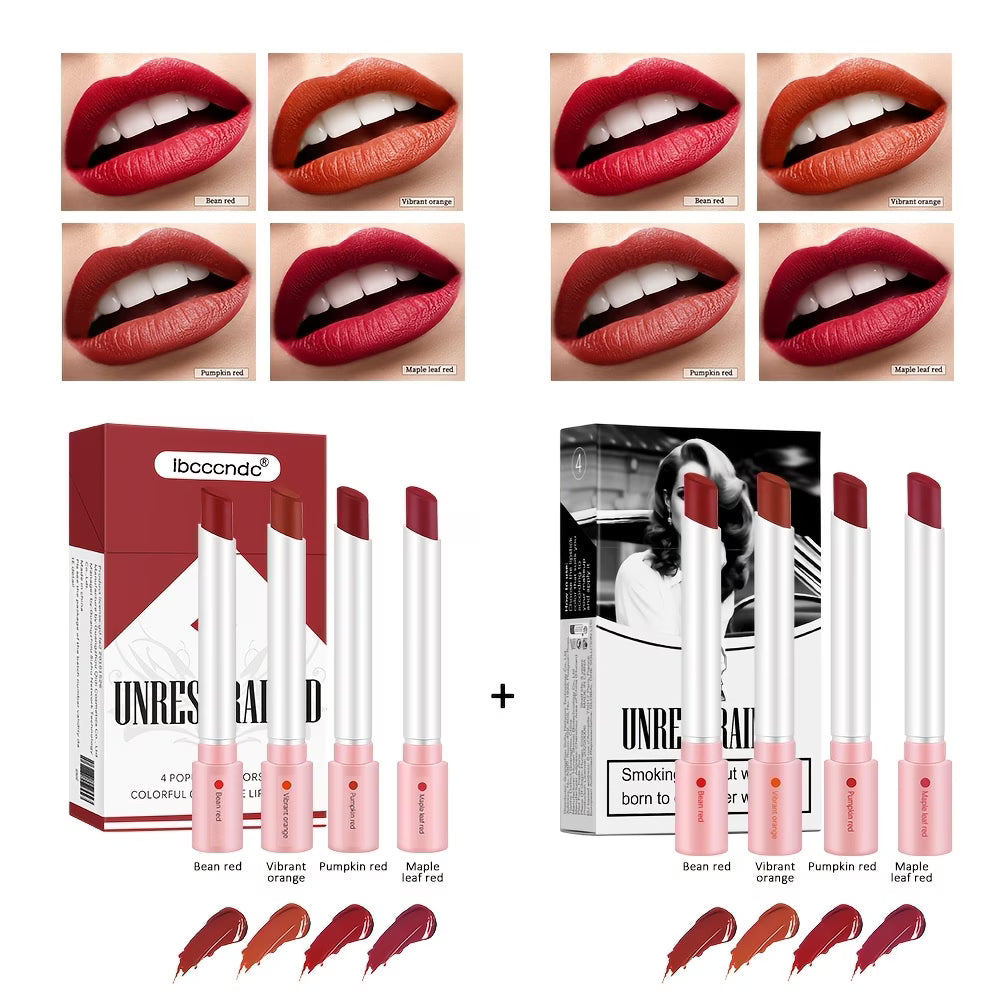 Lakerain Matte Lipstick Set 8pcs — 2 Boxes of 4 | High Velvet Matte Finish | Valentine's & Birthday Gift